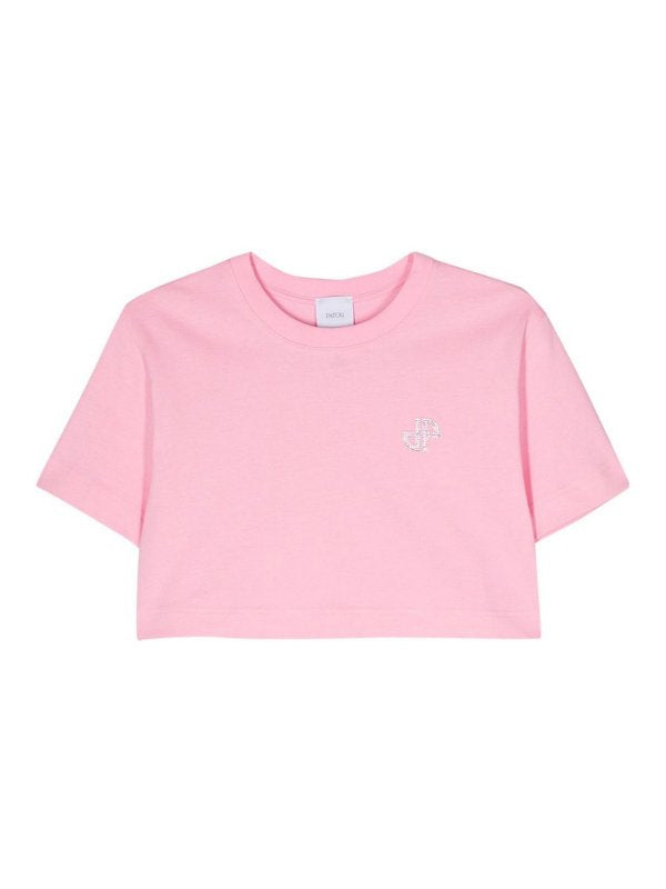 T-shirt Cropped In Cotone Con Logo