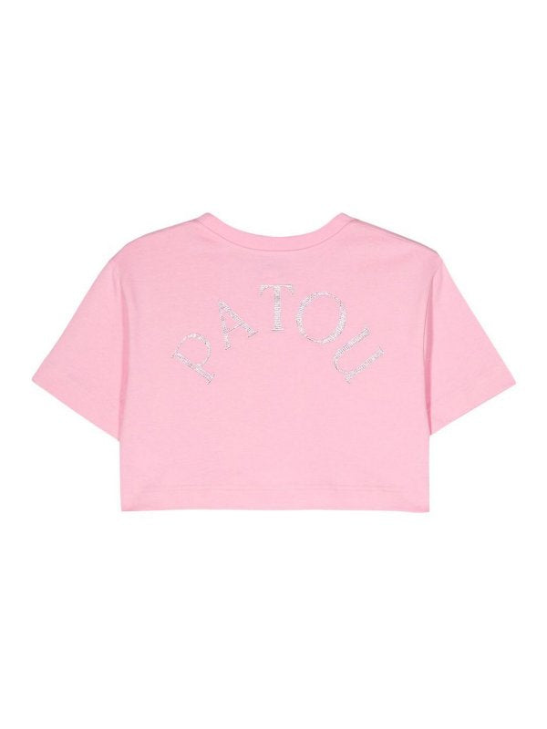 T-shirt Cropped In Cotone Con Logo