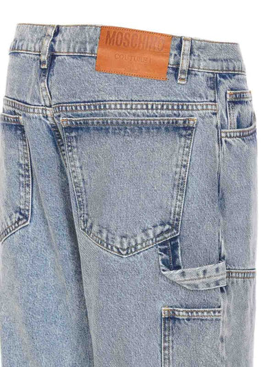 Jeans Denim Con Bottone Frontale E Zip