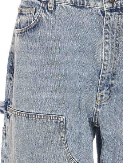 Jeans Denim Con Bottone Frontale E Zip