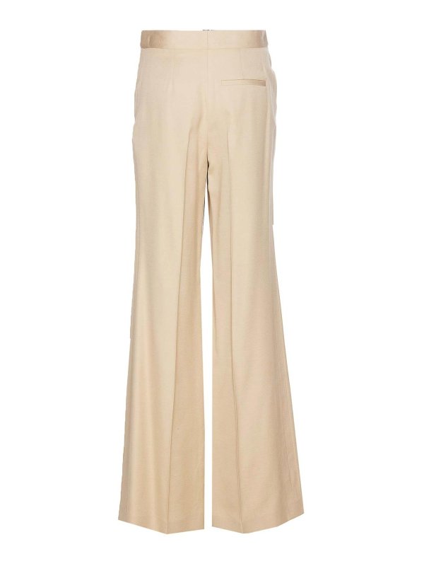 Pantaloni Beige Modello Ampio Con Zip E Ganci