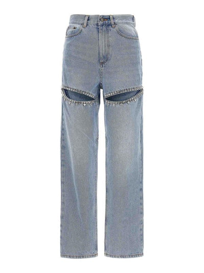 Jeans Con Spacco In Cristalli