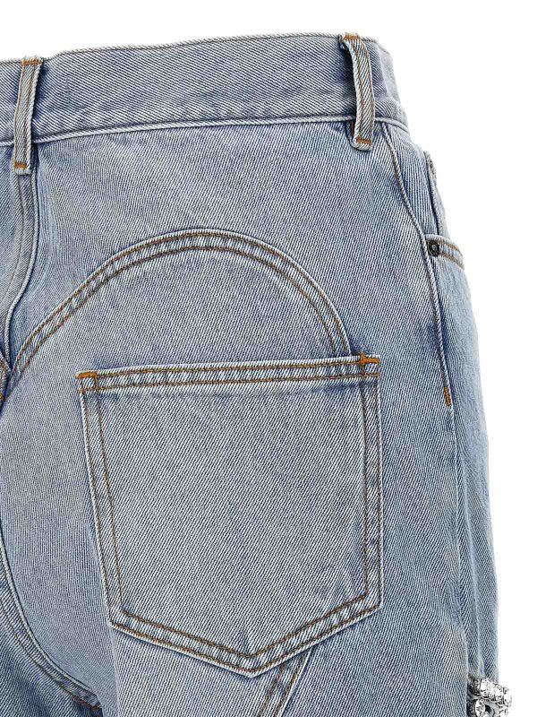 Jeans Con Spacco In Cristalli