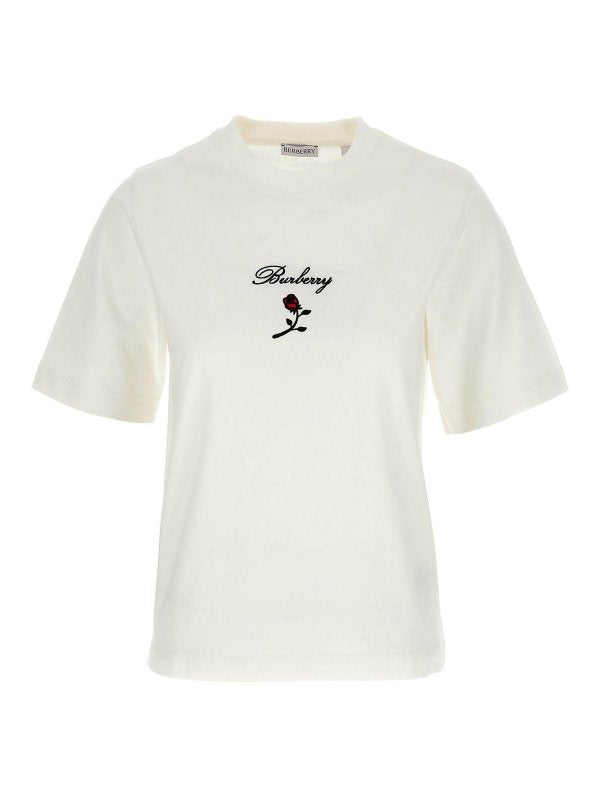 T-shirt In Cotone Logo Flock Crew