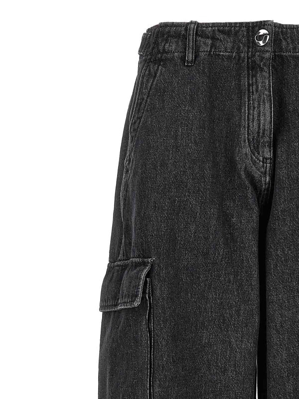 Jeans Cargo In Denim A Gamba Larga