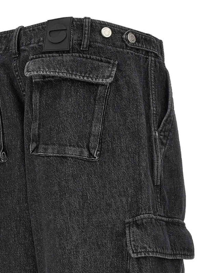 Jeans Cargo In Denim A Gamba Larga