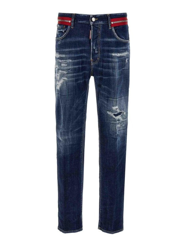 Jeans In Denim Stretch Effetto Destroyed