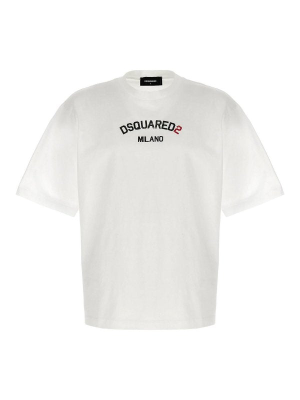 T-shirt Girocollo In Cotone Con Stampa Logo