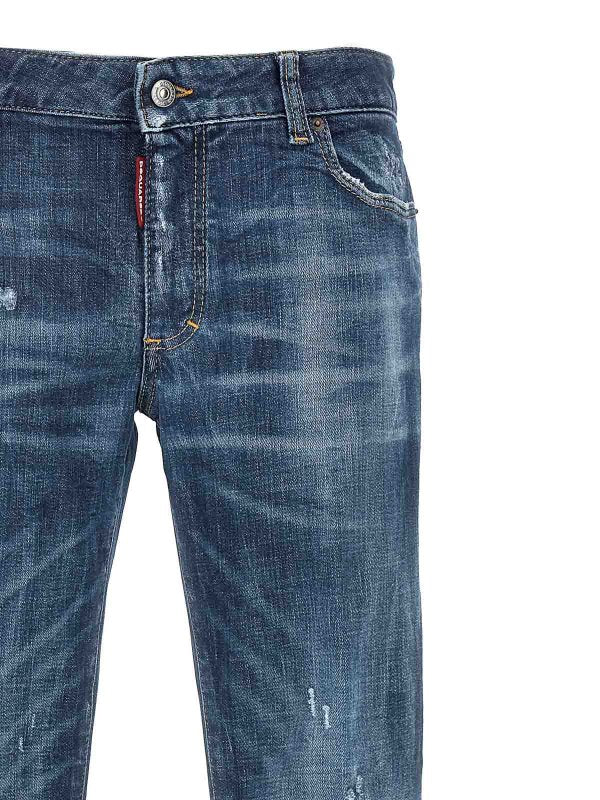 Jeans Elasticizzati Con Strappi A Vita Media