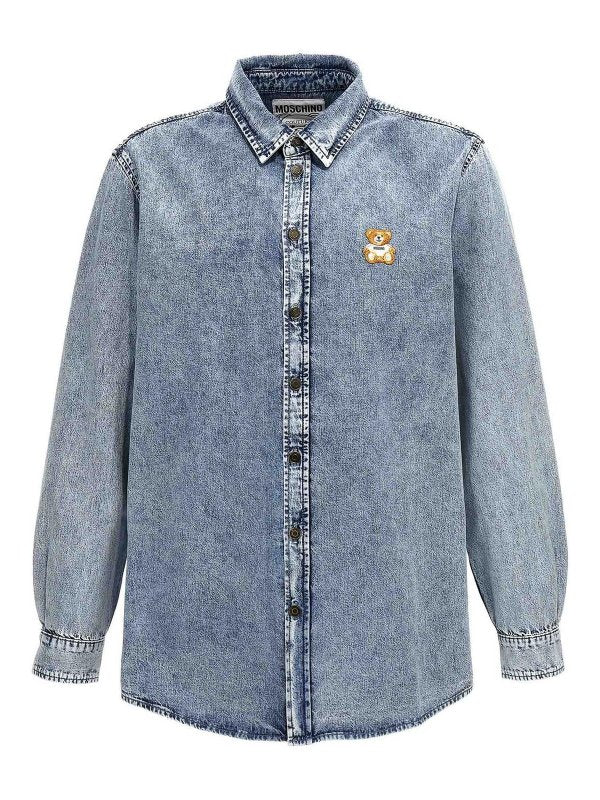 Camicia In Denim Di Cotone Con Logo Teddy