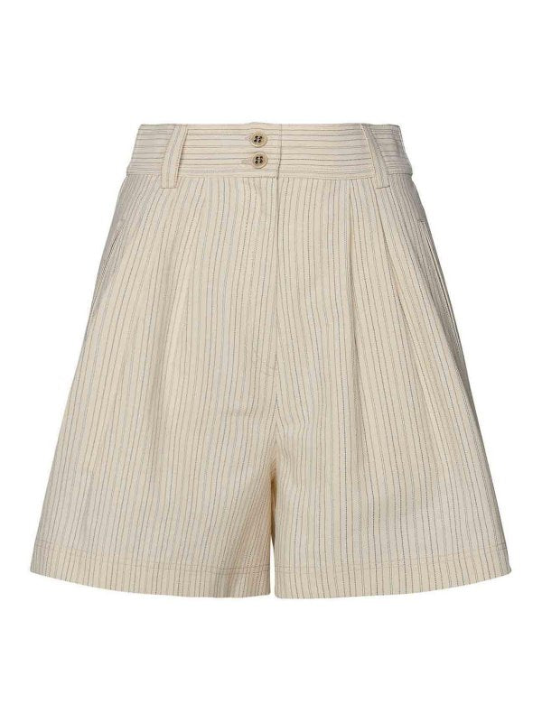 Pantaloncini In Misto Cotone Color Crema