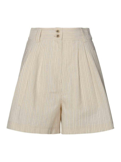 Pantaloncini In Misto Cotone Color Crema