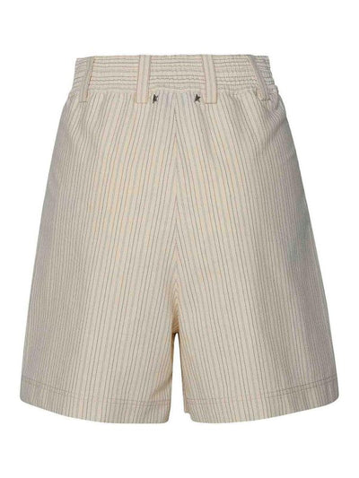 Pantaloncini In Misto Cotone Color Crema