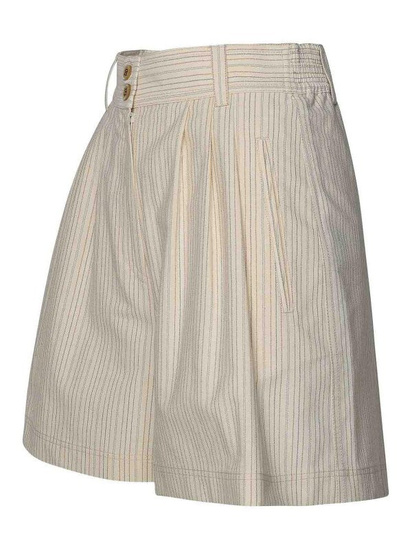 Pantaloncini In Misto Cotone Color Crema