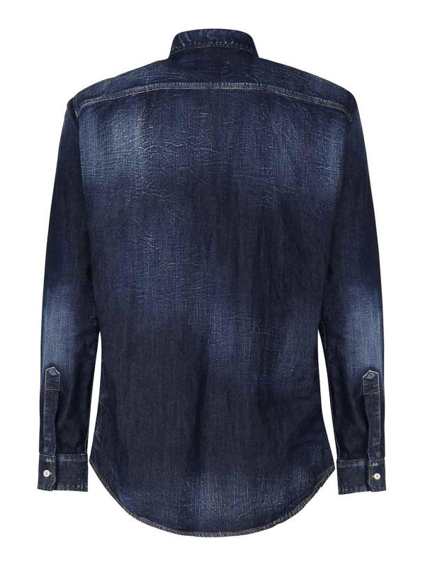 Camicia In Denim Con Placca Logata