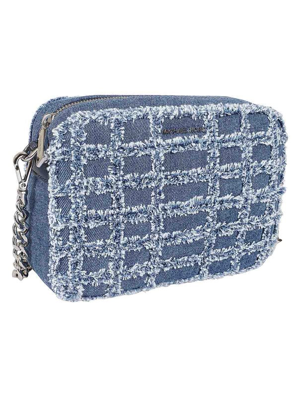 Borsa Iconica In Cotone Denim Sfrangiato