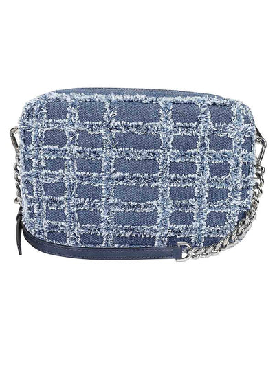 Borsa Iconica In Cotone Denim Sfrangiato