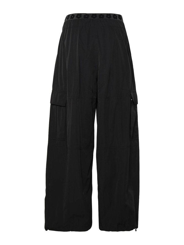 Pantaloni Cargo Neri In Misto Cotone