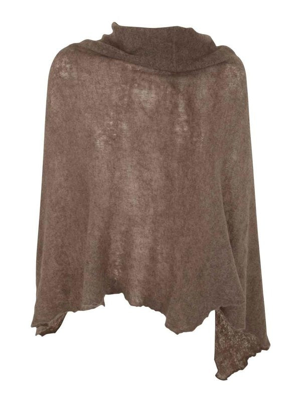 Poncho Aperto In Maglia Melange