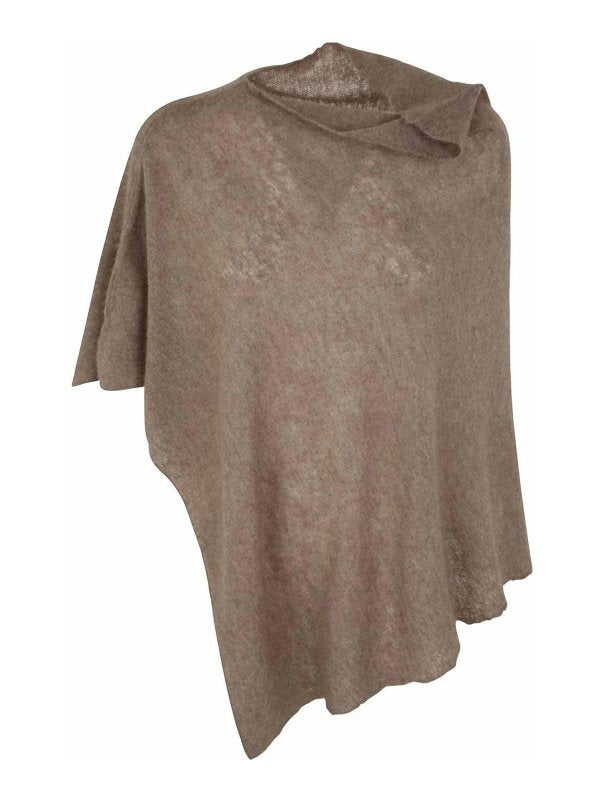 Poncho Aperto In Maglia Melange