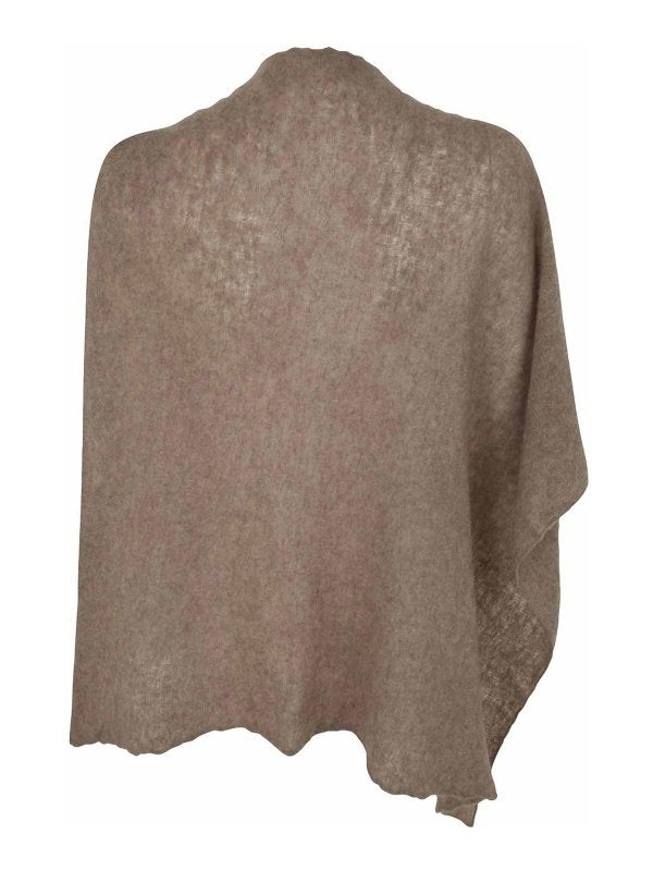 Poncho Aperto In Maglia Melange