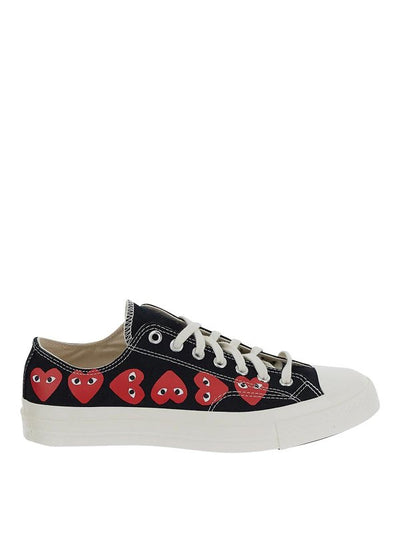 Sneakers Basse Nere Con Stampa A Cuore