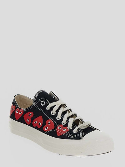 Sneakers Basse Nere Con Stampa A Cuore