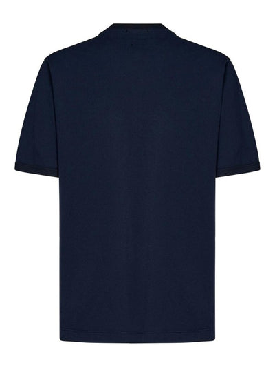 T-shirt Blu Notte In Piquet Di Misto Cotone