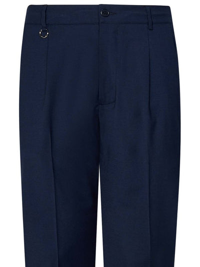 Pantaloni Blu Navy In Misto Lana Leggera
