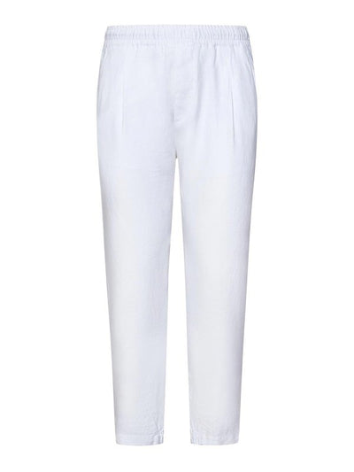 Pantaloni A Gamba Affusolata In Lino Bianco