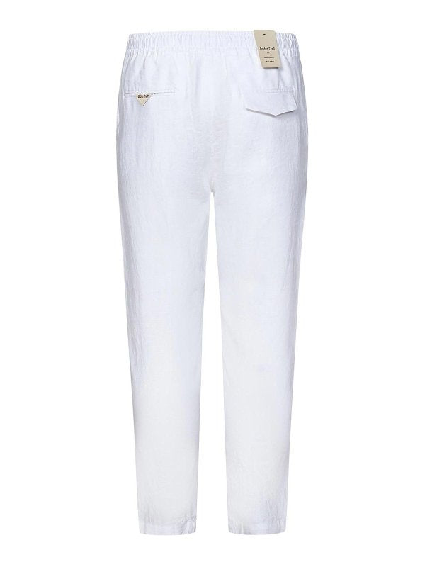 Pantaloni A Gamba Affusolata In Lino Bianco