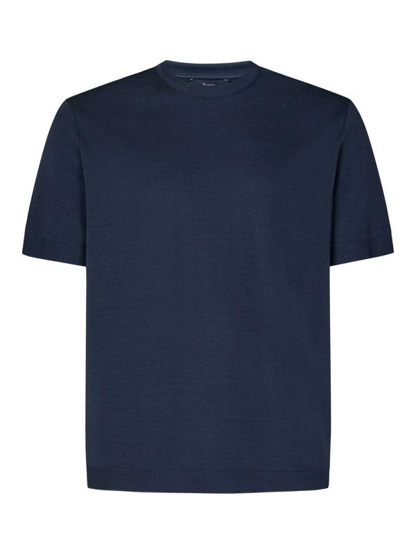 T-shirt Blu In Piqué Di Cotone