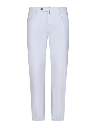 Pantaloni Slim Fit In Cotone E Lino Stretch