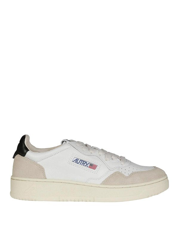 Sneakers In Pelle E Camoscio  Bianco E Nero