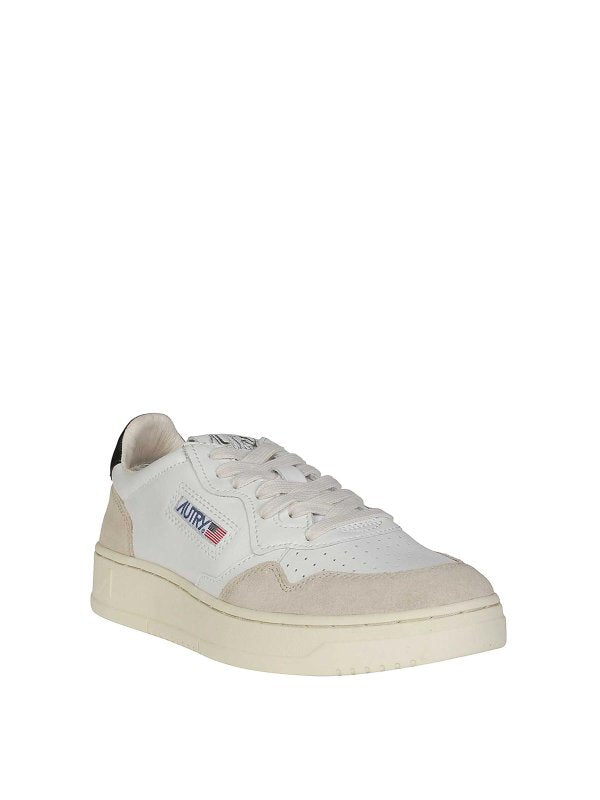 Sneakers In Pelle E Camoscio  Bianco E Nero