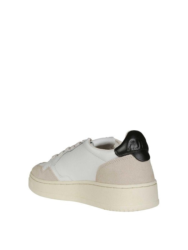 Sneakers In Pelle E Camoscio  Bianco E Nero