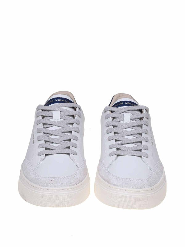 Sneakers In Pelle Colore Bianco E Blu