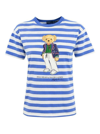 T-shirt In Cotone A Righe Polo Bear