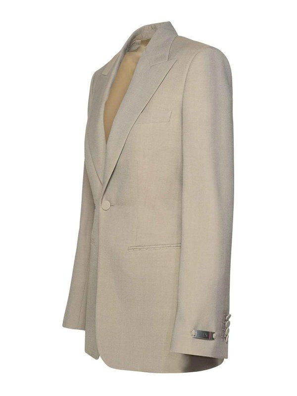 Blazer Beige In Lana Vergine