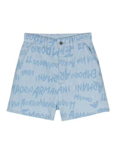 Shorts In Denim Con Logo All-over