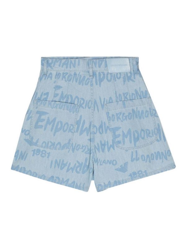 Shorts In Denim Con Logo All-over