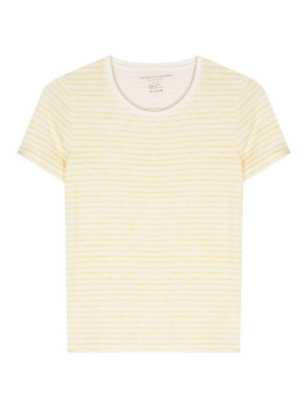 T-shirt In Misto Lino A Righe