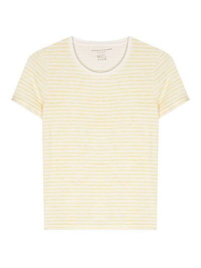 T-shirt In Misto Lino A Righe