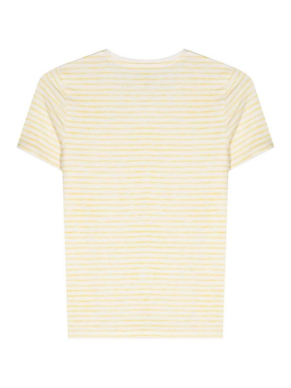 T-shirt In Misto Lino A Righe