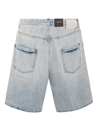 Shorts In Denim Di Cotone Azzurro