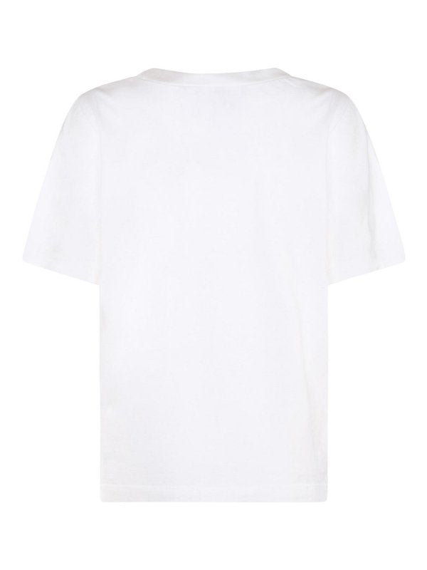 T-shirt In Cotone Bianco E Rosa