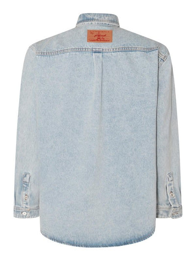 Giacca In Denim Di Cotone Azzurro