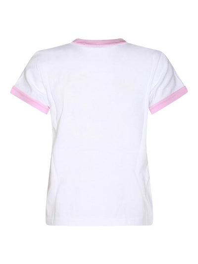 T-shirt In Cotone Bianco E Rosa