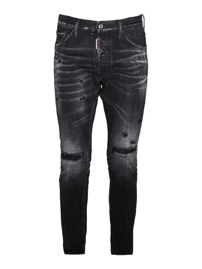 Jeans In Denim Di Cotone Nero