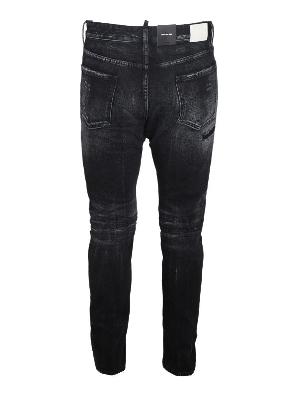 Jeans In Denim Di Cotone Nero